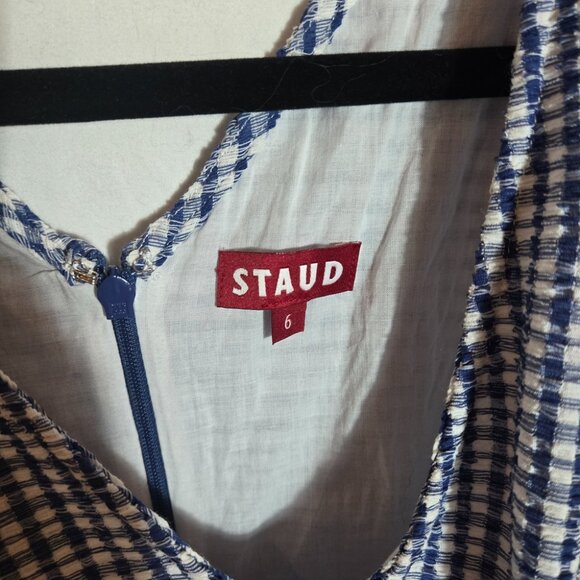 NWT STAUD Blue Checkered Mini Dress - Picture 6 of 9